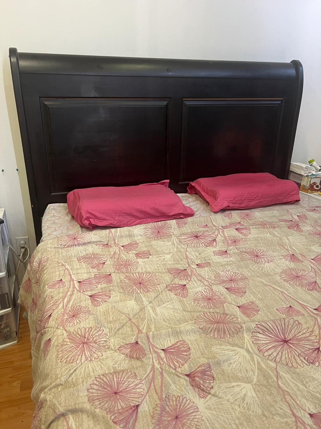 Dark Wood Sleigh Bed Frame - photo 3