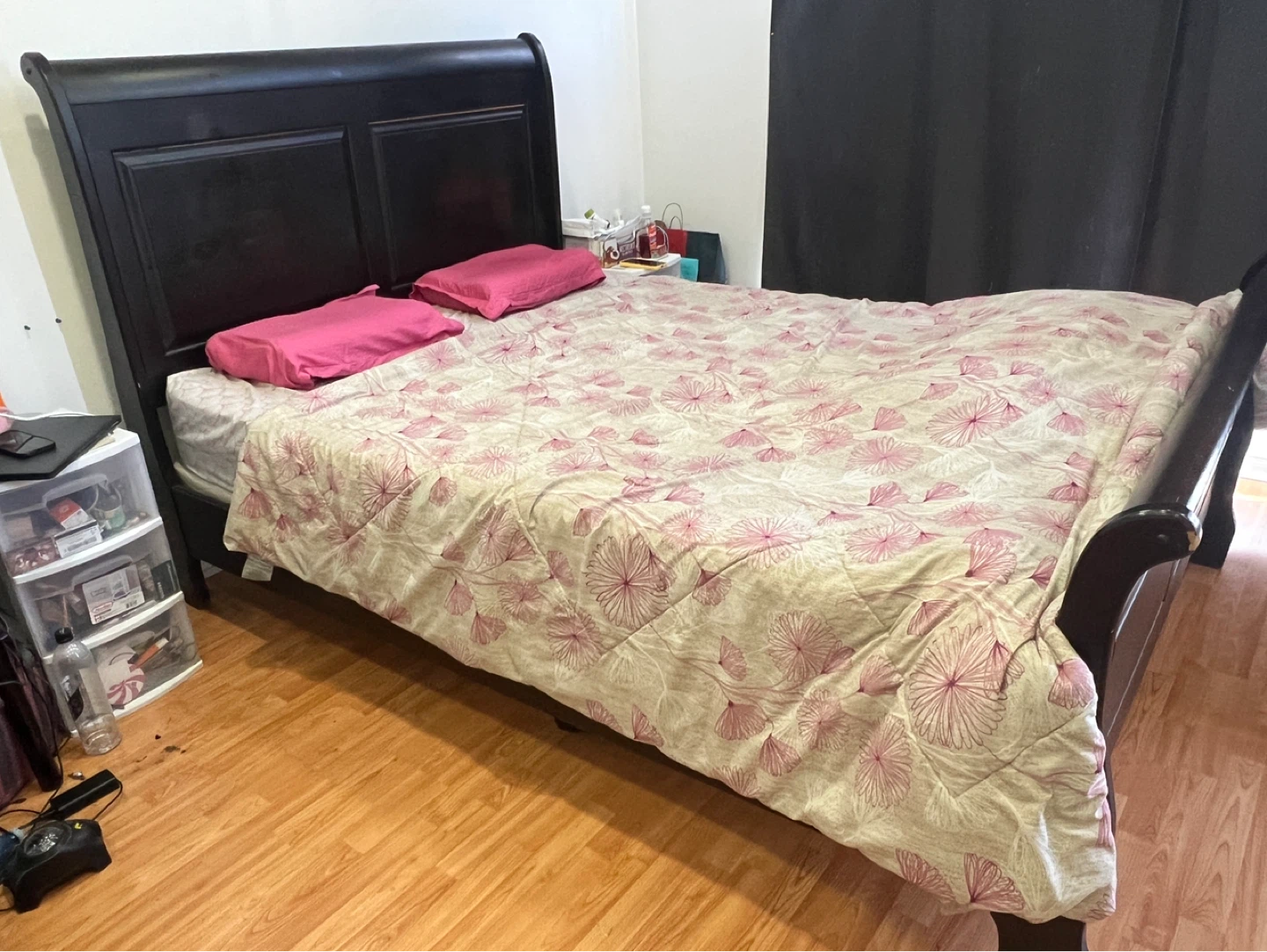 Dark Wood Sleigh Bed Frame