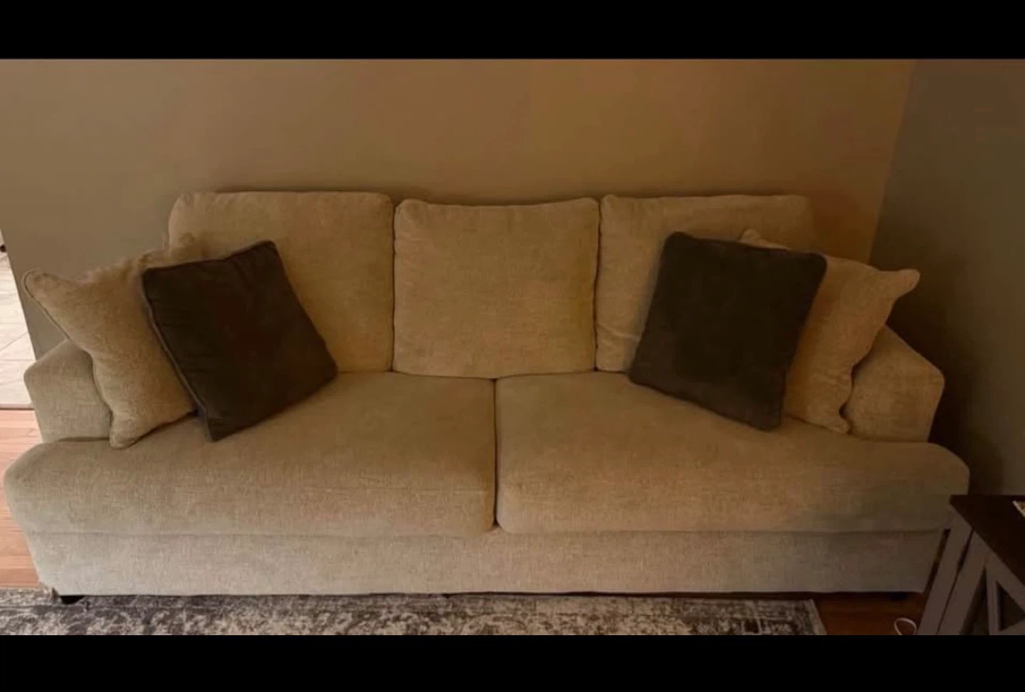 Beige Three-Seater Sofa with Textured Fabric