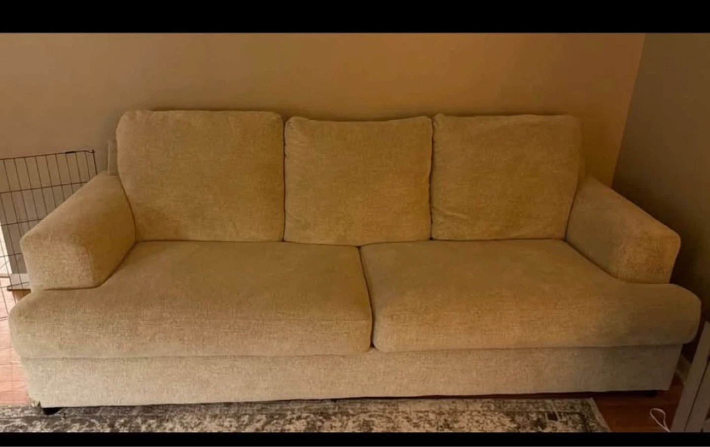 Beige Three-Seater Sofa with Textured Fabric - photo 3