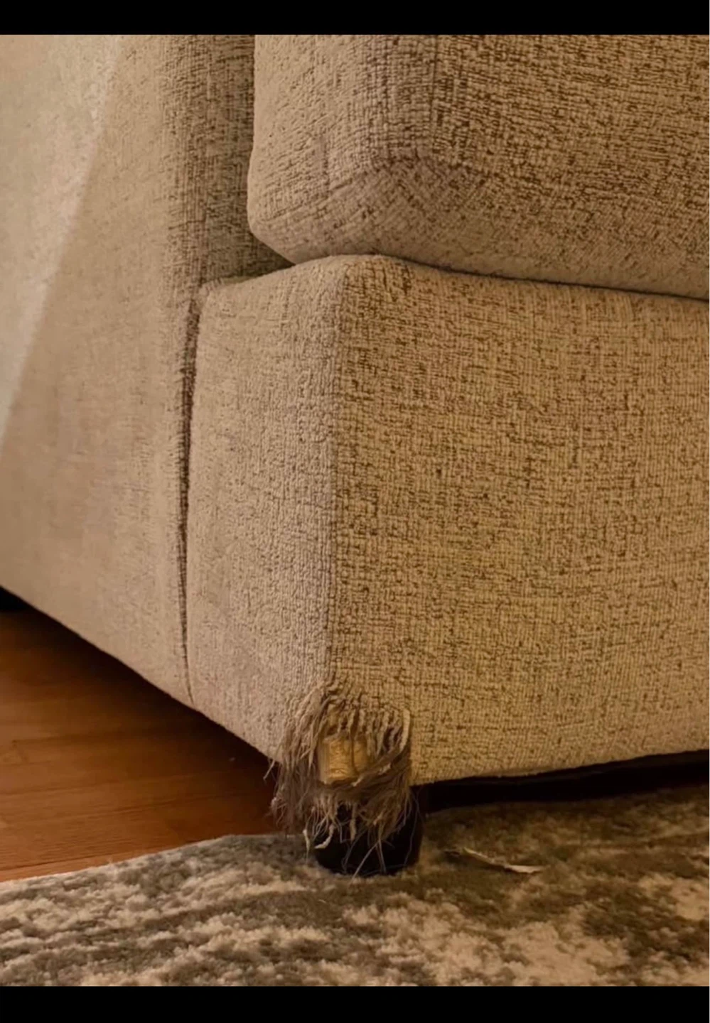 Beige Three-Seater Sofa with Textured Fabric - photo 4