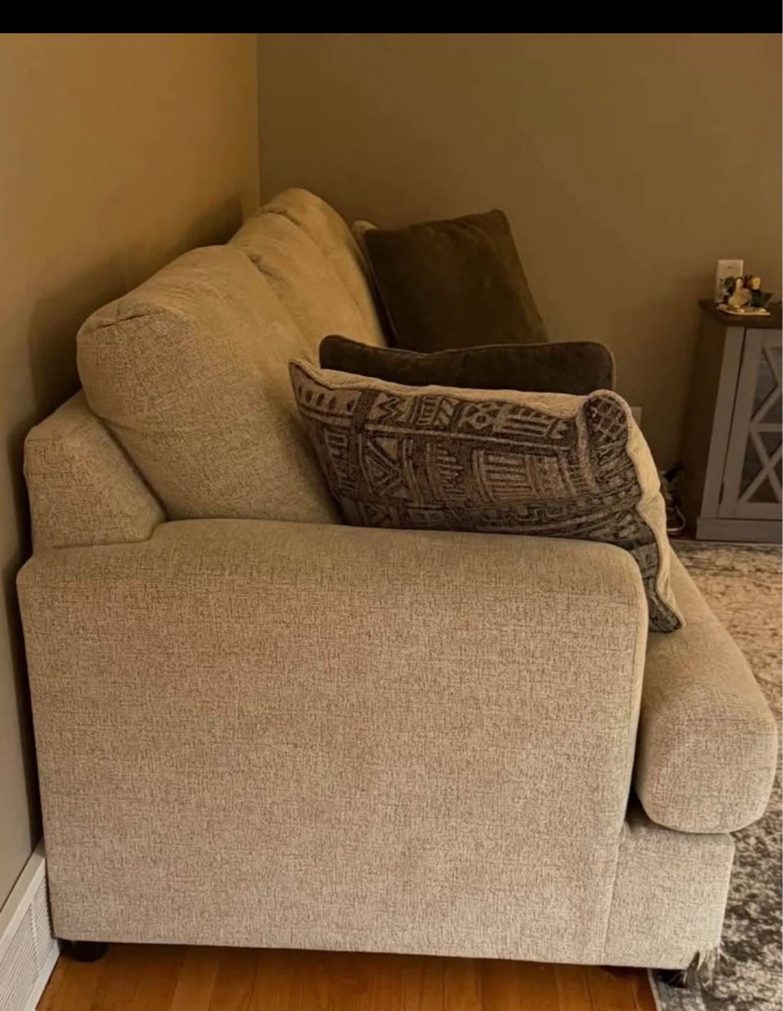 Beige Three-Seater Sofa with Textured Fabric - photo 2