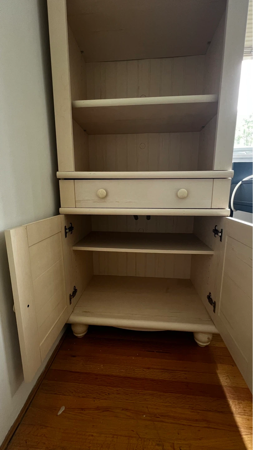 Cream Armoire with Shelves and Cabinet Doors - photo 3