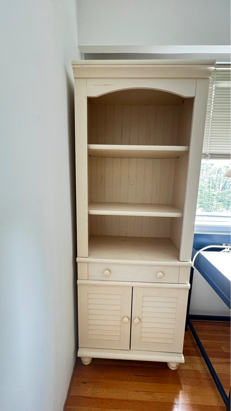 Cream Armoire with Shelves and Cabinet Doors