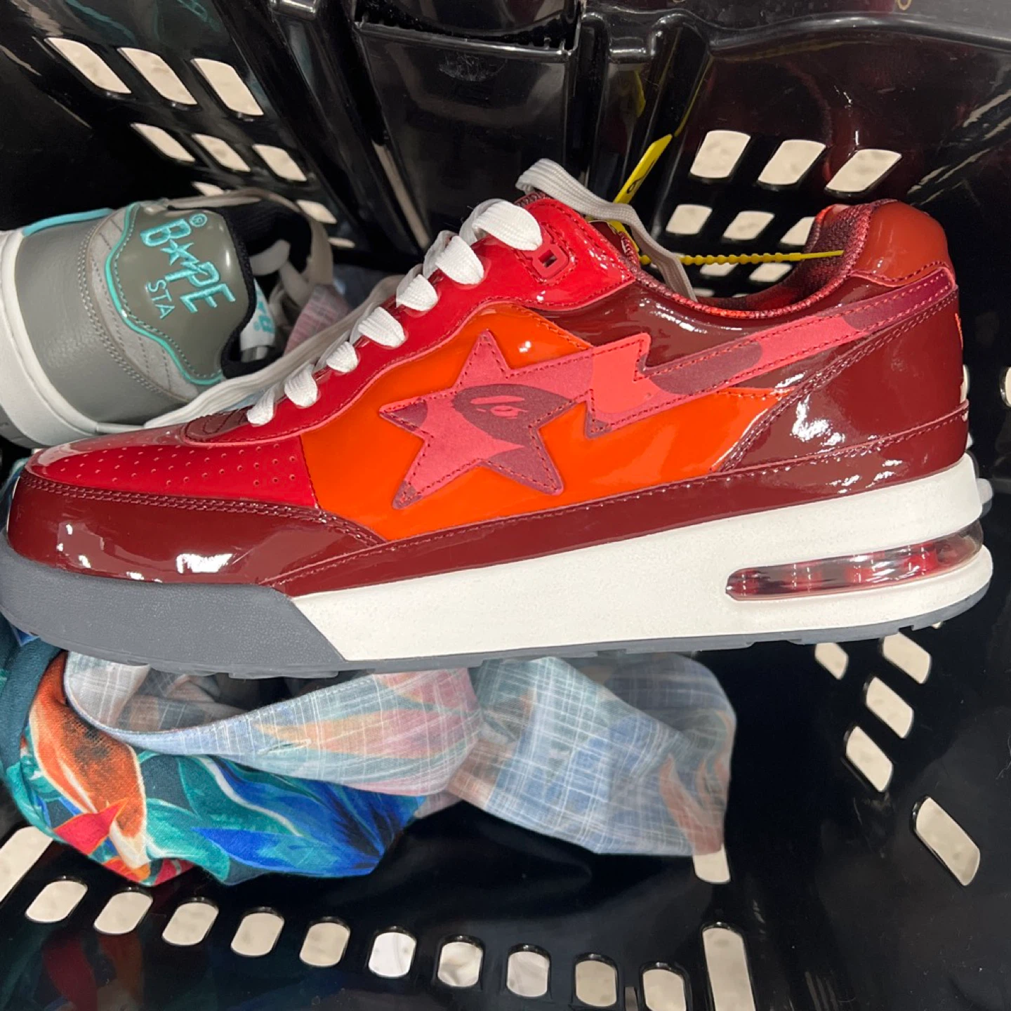A Bathing Ape BAPESTA Red Patent Leather Sneakers - photo 2