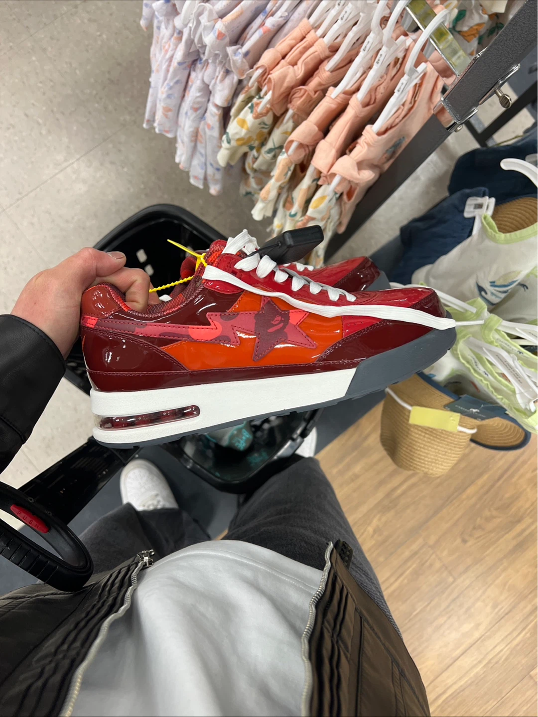 A Bathing Ape BAPESTA Red Patent Leather Sneakers