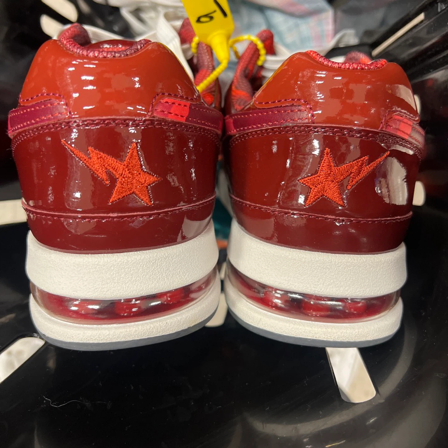 A Bathing Ape BAPESTA Red Patent Leather Sneakers - photo 3