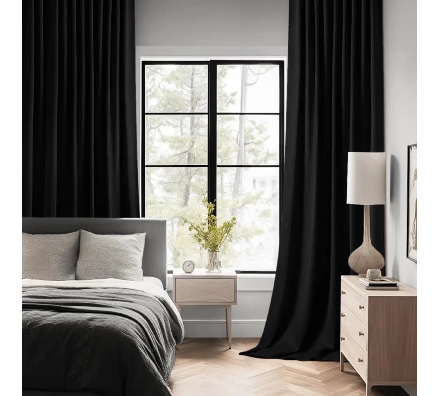 Black Velvet Curtains with 3 Hanging Methods - photo 4
