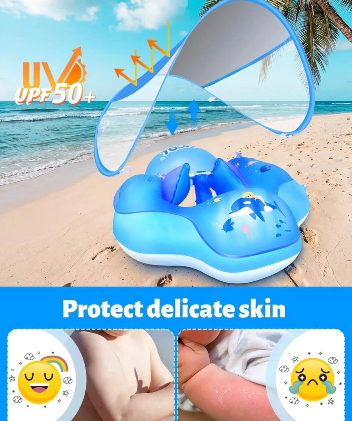 LAICOOL Baby Swim Float with Sunshade UPF 50+ - photo 3