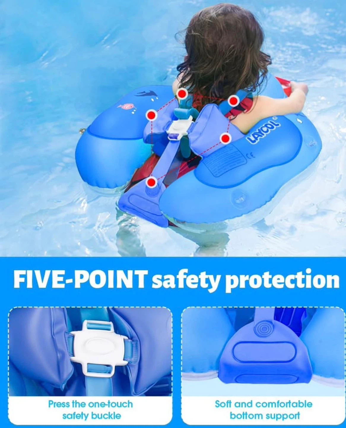 LAICOOL Baby Swim Float with Sunshade UPF 50+