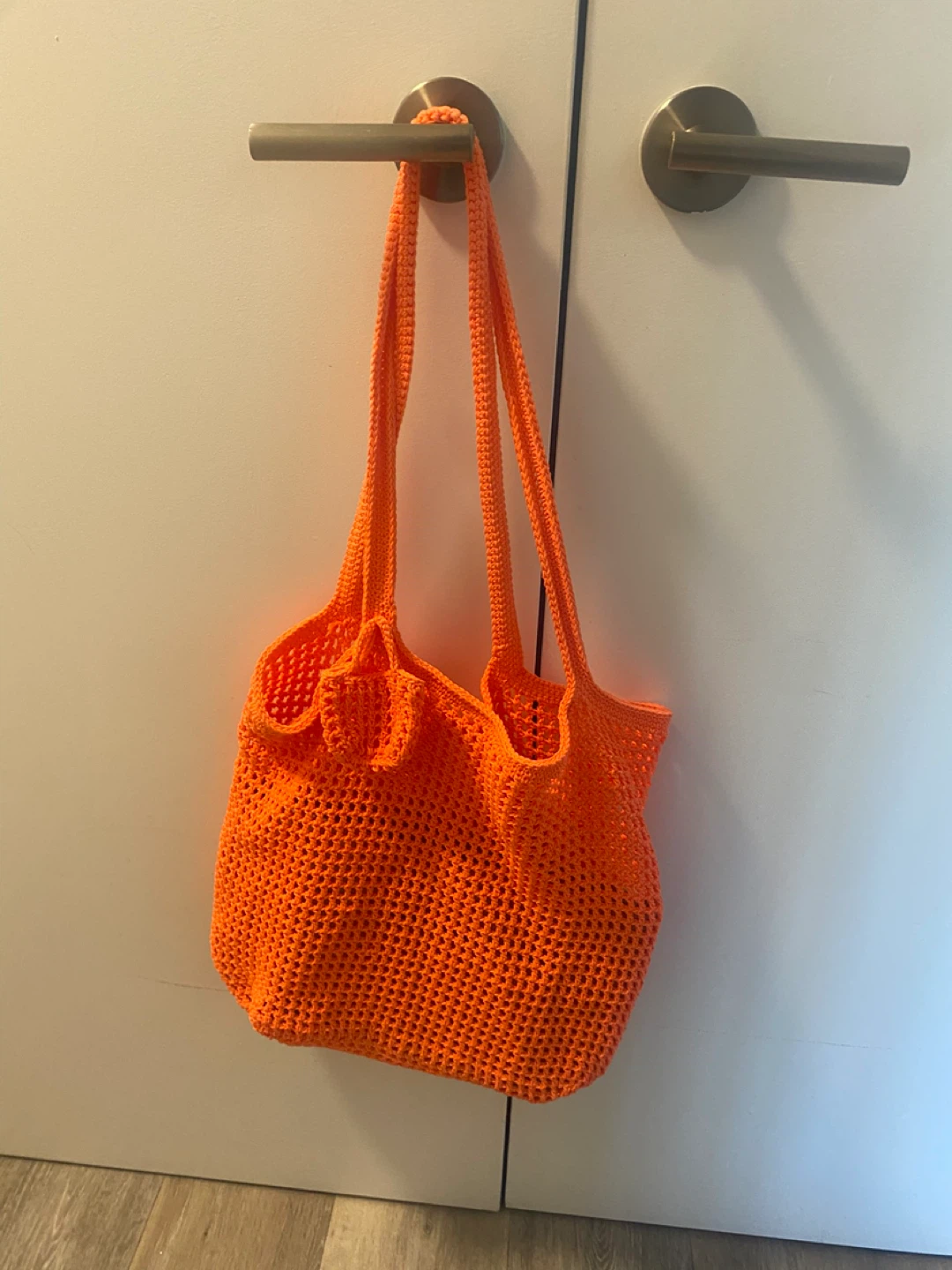 Orange Crochet Tote Bag with Insert Organizer - photo 3