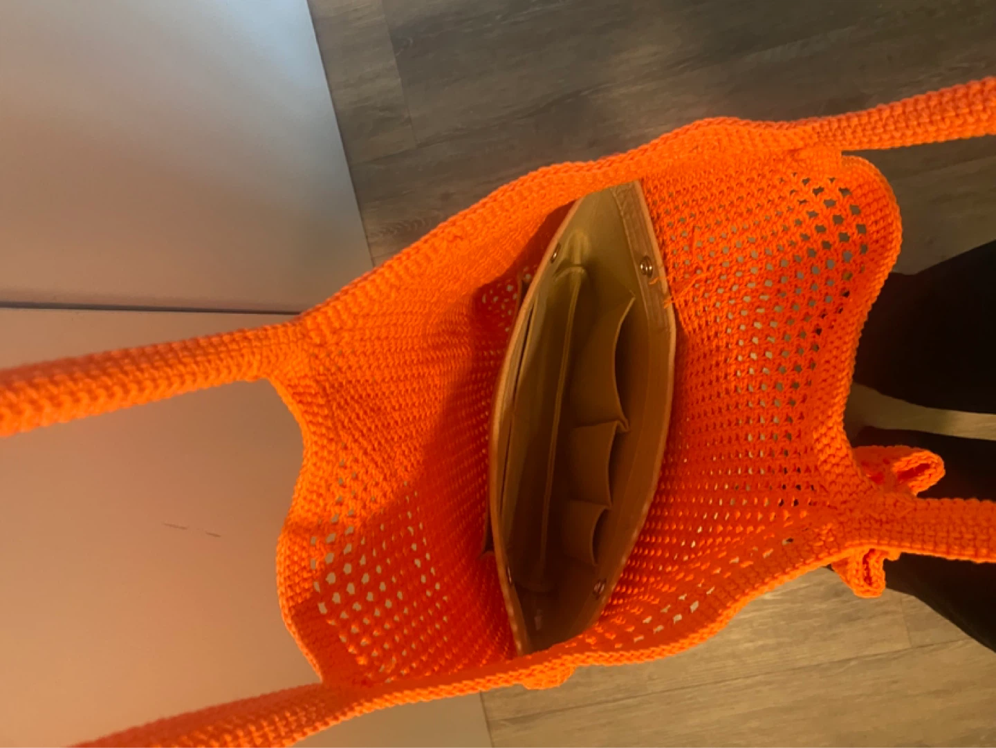 Orange Crochet Tote Bag with Insert Organizer - photo 4