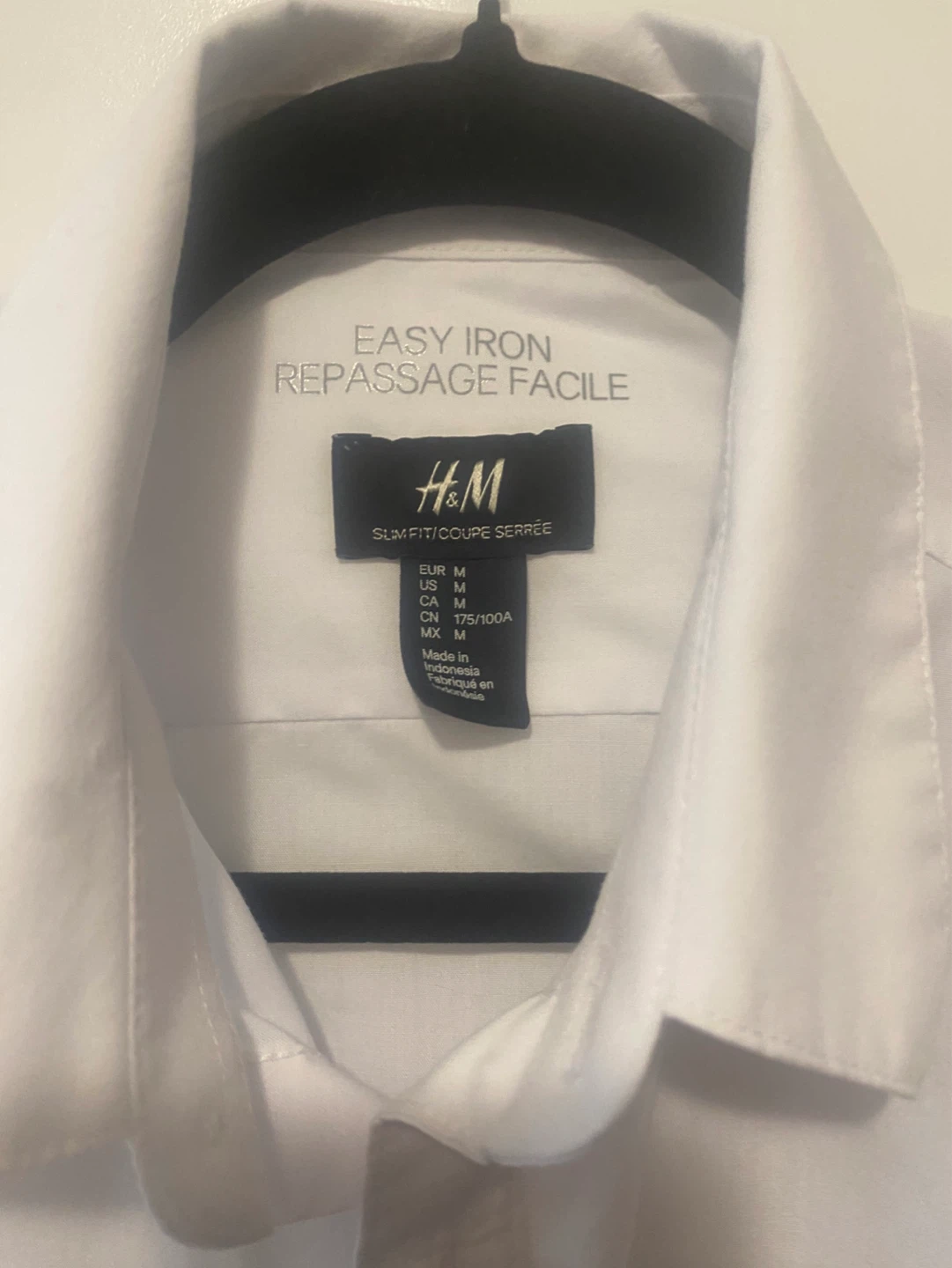 H&M Easy Iron Slim Fit Men's Dress Shirt - White, Size M - photo 2
