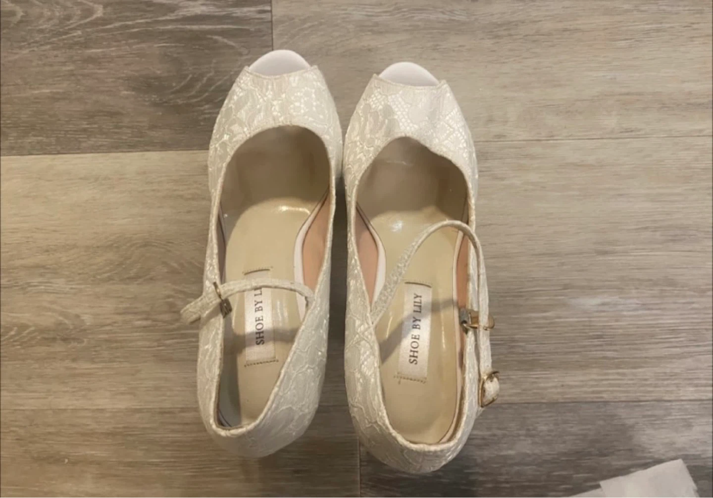 Shoe By Lily White Lace Peep-Toe Heels - photo 2