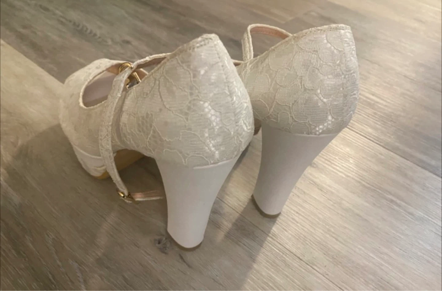 Shoe By Lily White Lace Peep-Toe Heels - photo 4