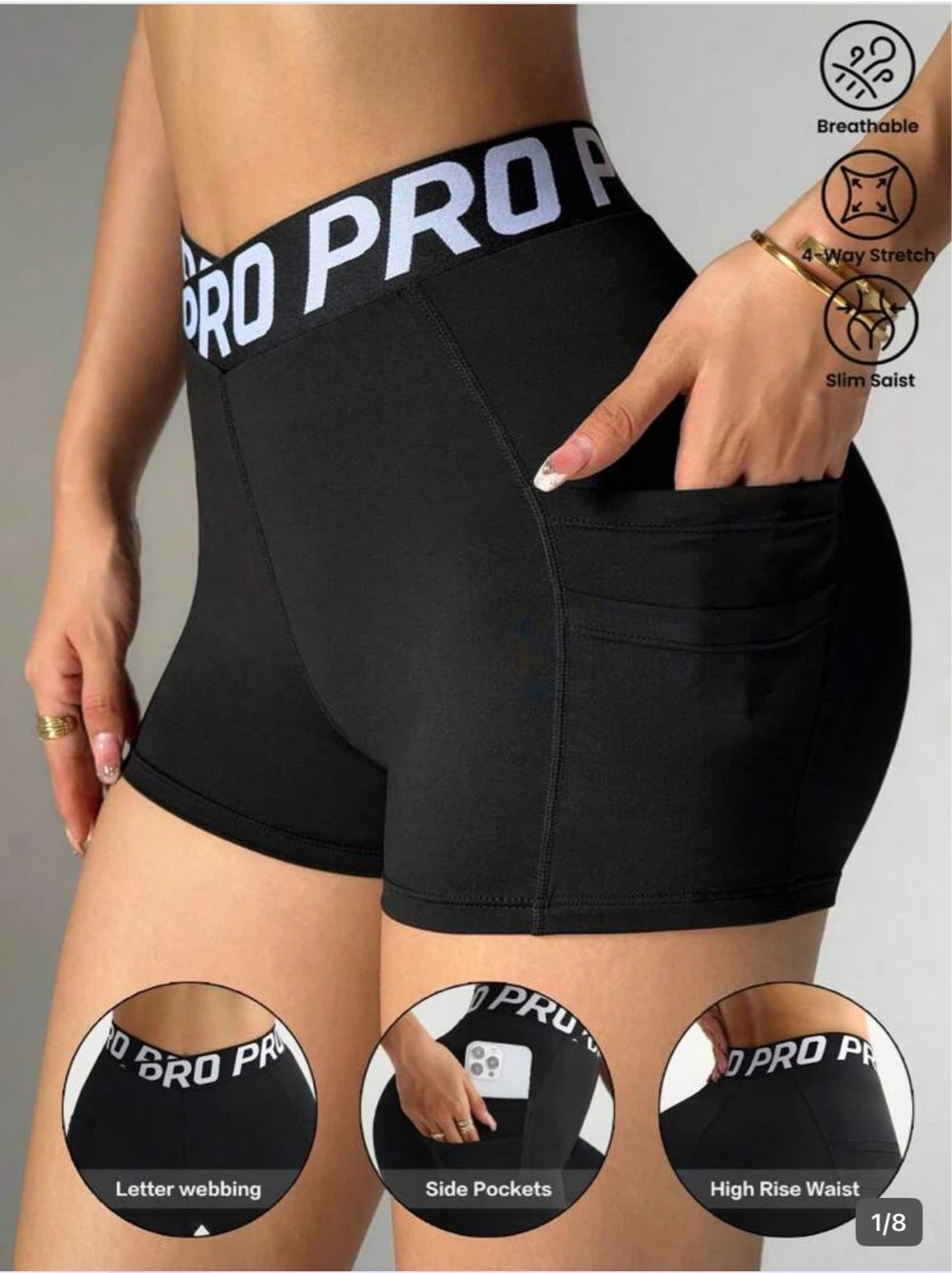 XL never worn Black Pro Fit High-Rise Shorts with Pockets