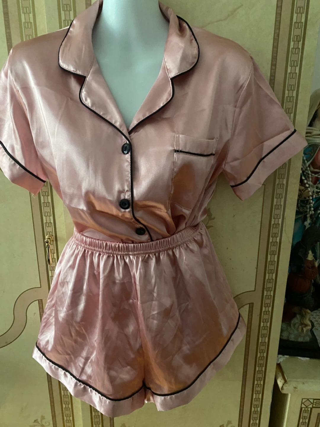 Pink Satin Pajama Set