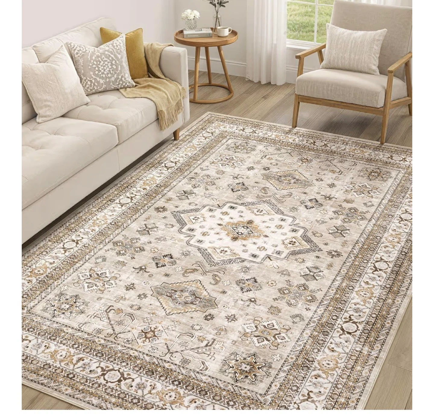 Persian Style Area Rug - 5'x7' (Beige/Cream)