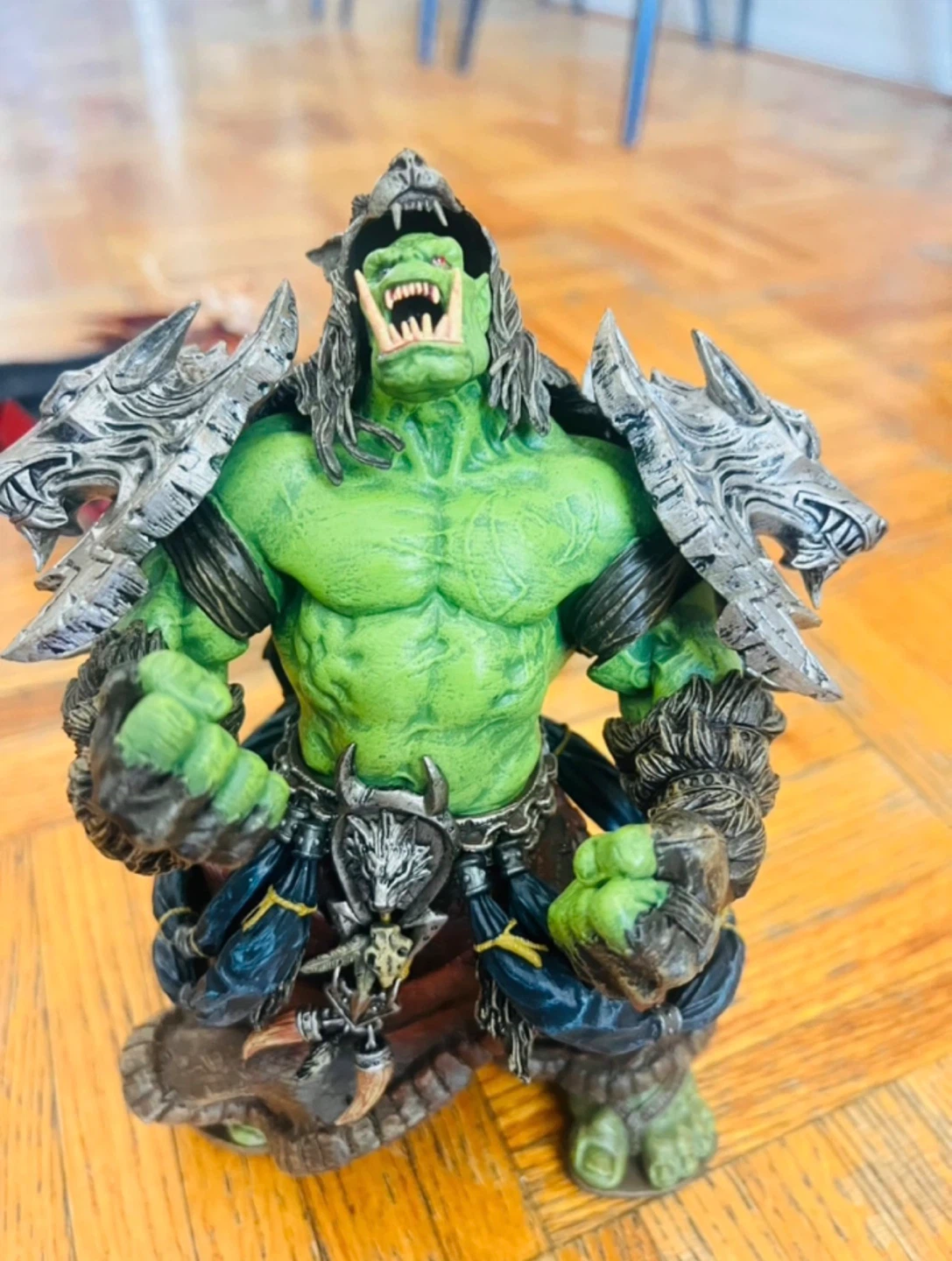 Green Orc Action Figure with Wolf Shoulder Pads