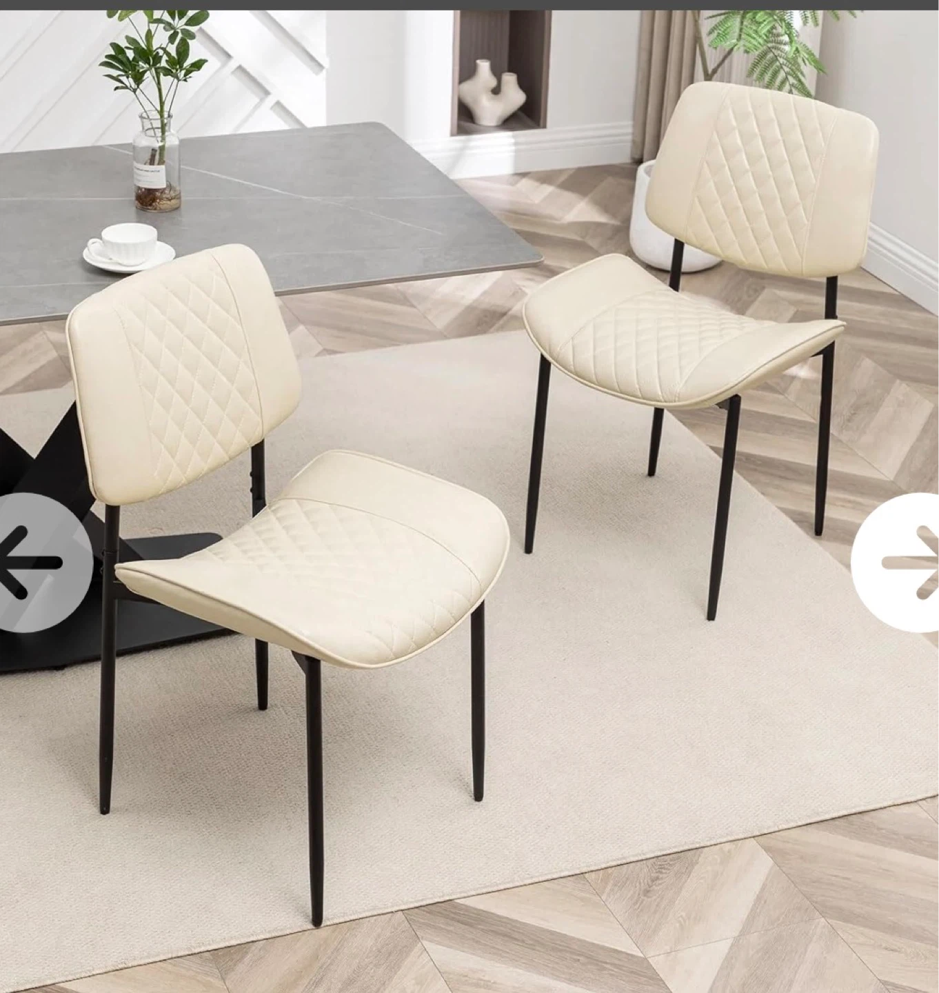 Set of 4 Beige Dining Chairs