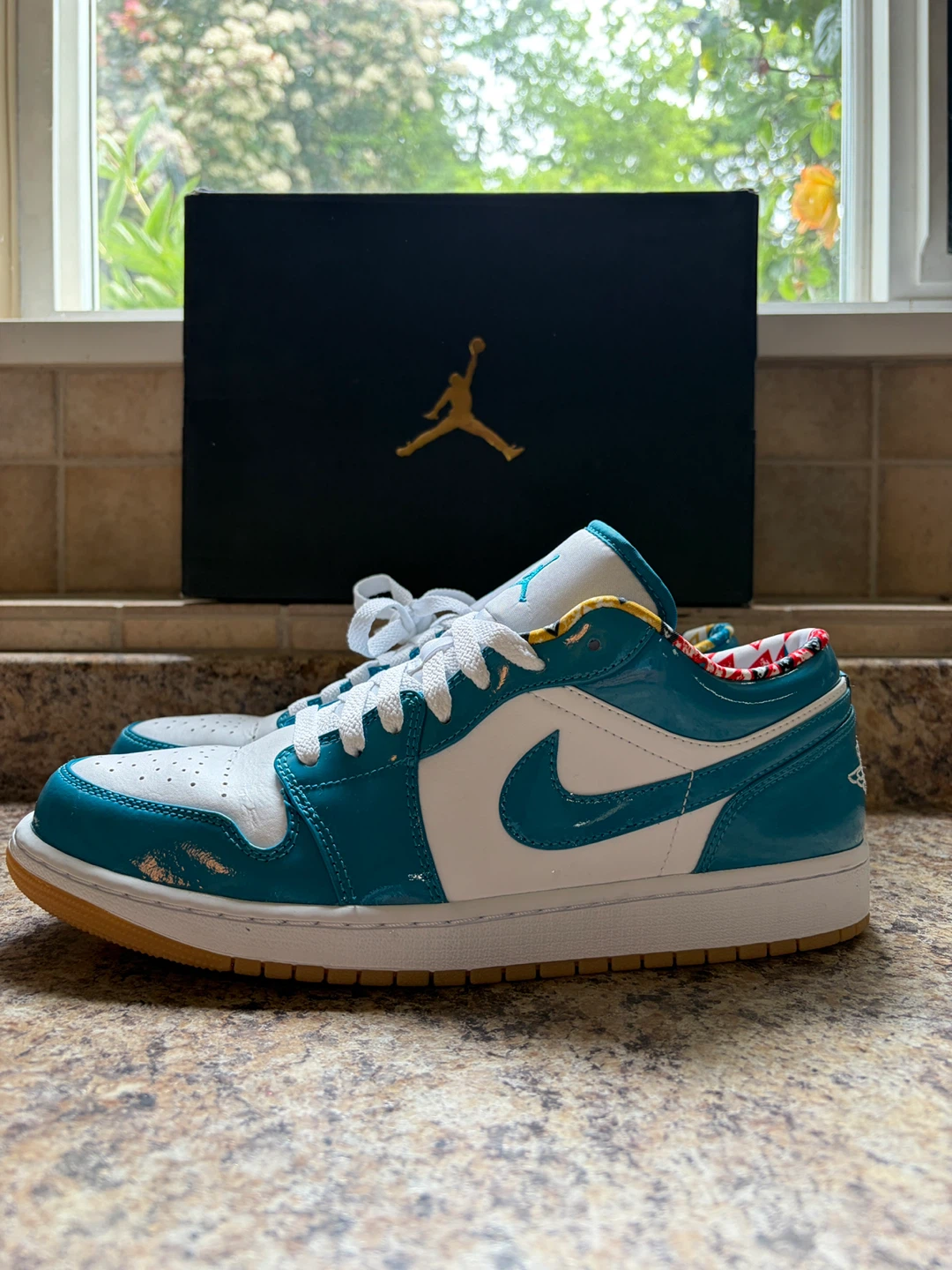 Air Jordan 1 Low Teal and White Sneakers - photo 3