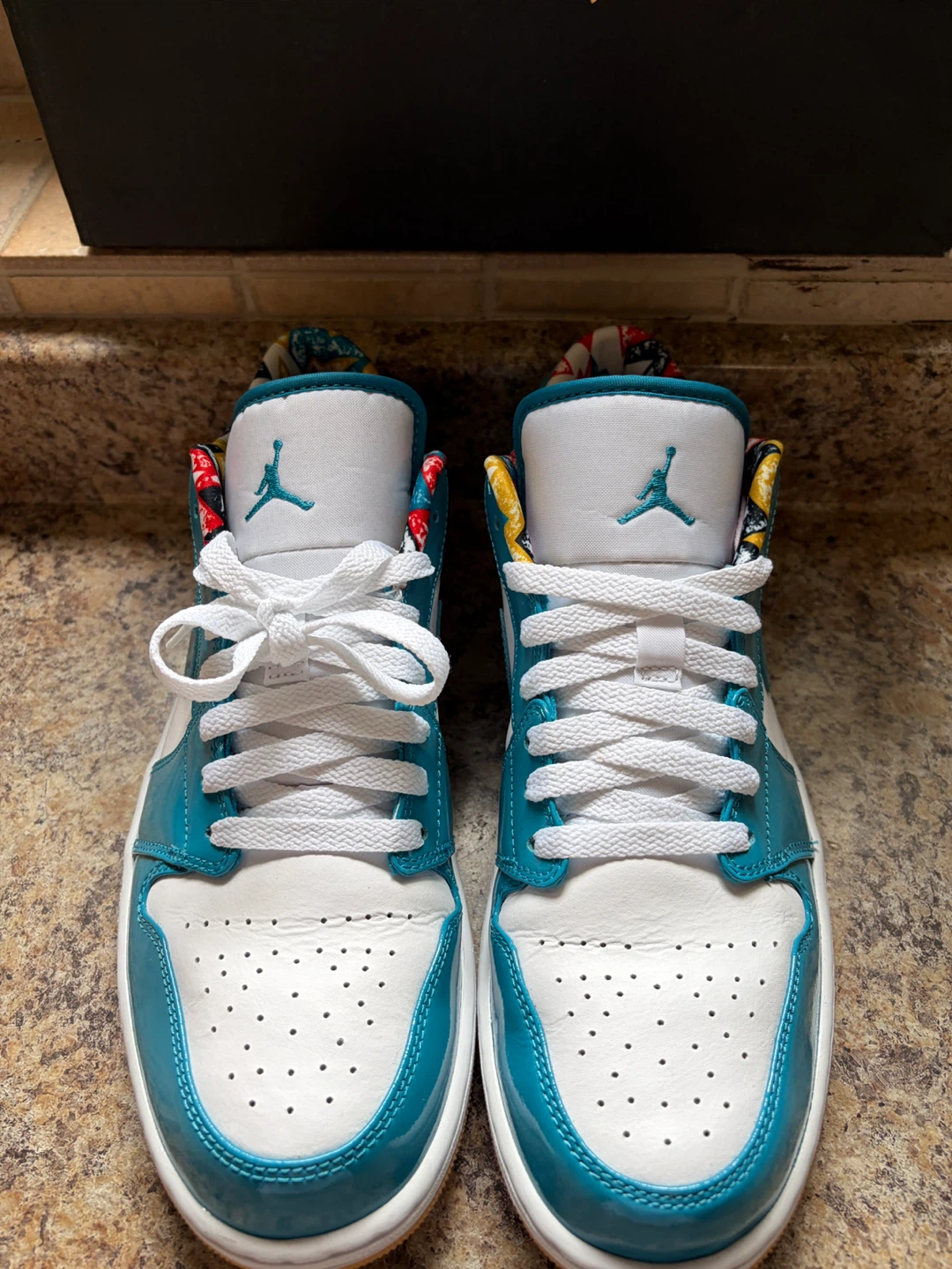 Air Jordan 1 Low Teal and White Sneakers - photo 4