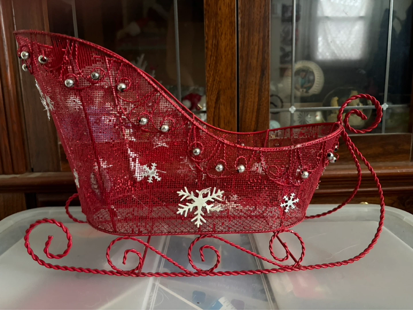 Red Sleigh Christmas Decor Basket