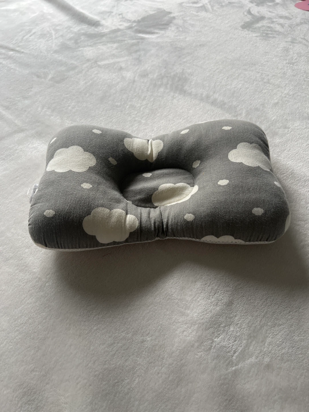 Baby Sleep Positioner Pillow Grey Cloud Print