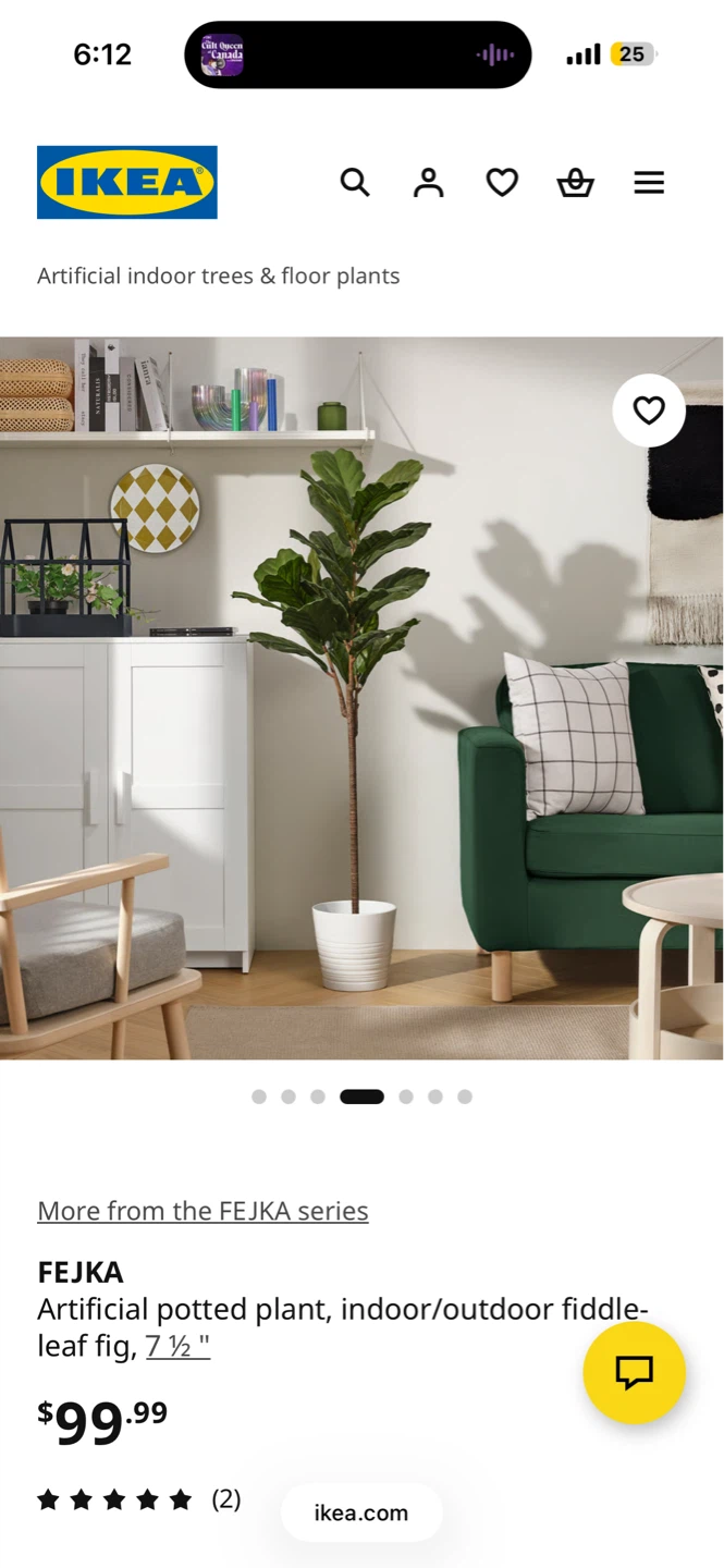 IKEA Artificial Fiddle Leaf Fig Plant with Woven Jute Planter