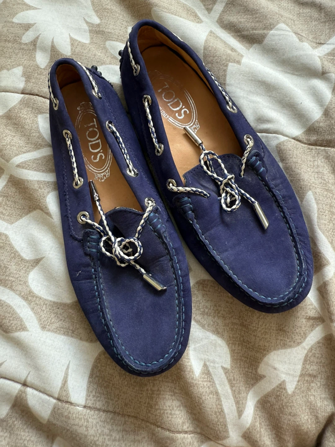 TOD'S Blue Suede Driving Shoes - Size 36