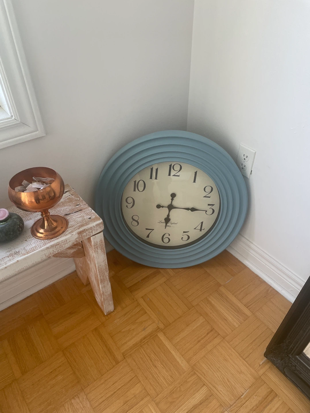 Farm house Blue Round Wall Clock