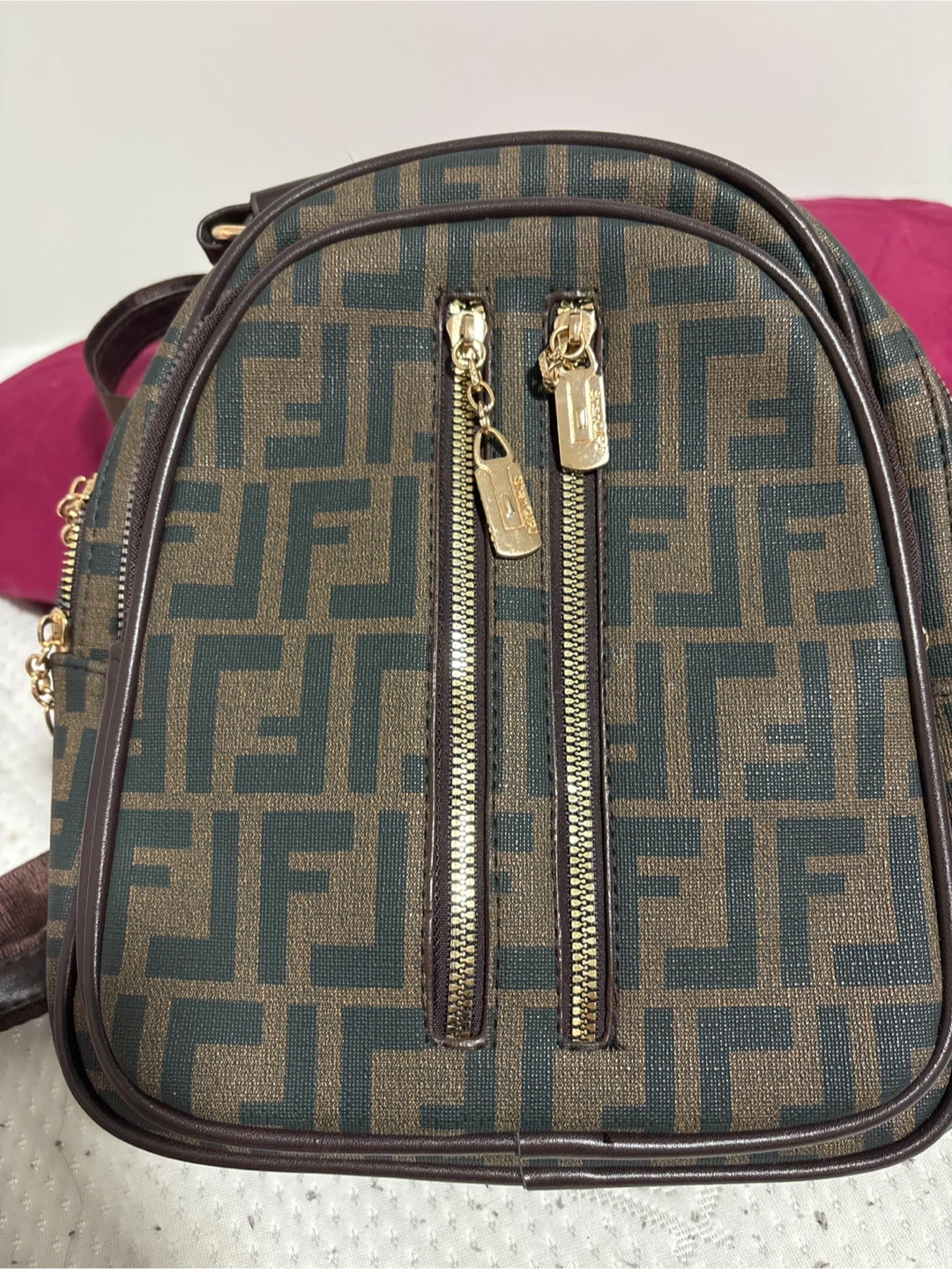 BINSHANQI Brown F Logo Mini Backpack