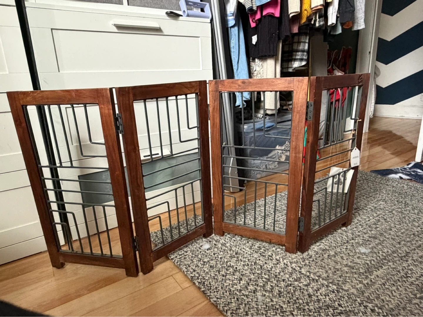 Wooden 4-Panel Pet Gate