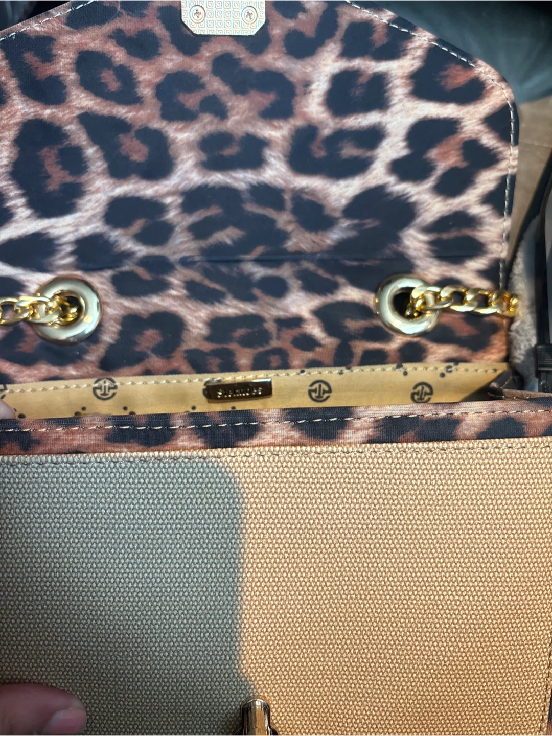 Leopard Print Crossbody Bag with Gold Chain - photo 2