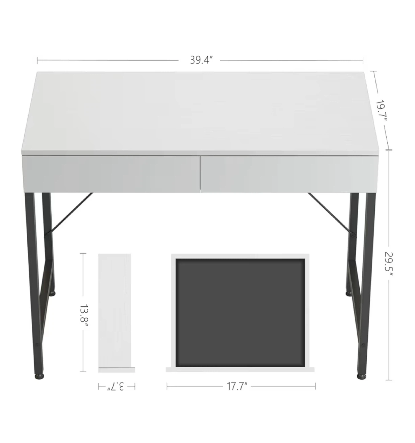 CubiCubi White Computer Desk with 2 Drawers - 39.4" L - photo 2