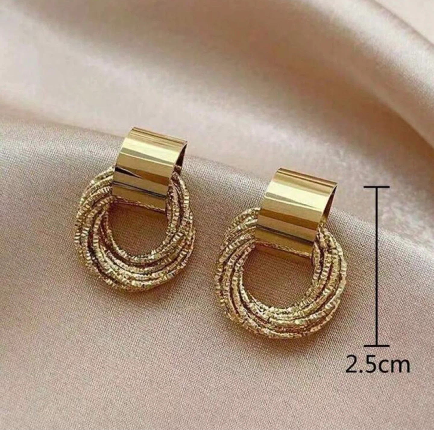 Gold-Colored Multi-Hoop Drop Earrings - photo 4