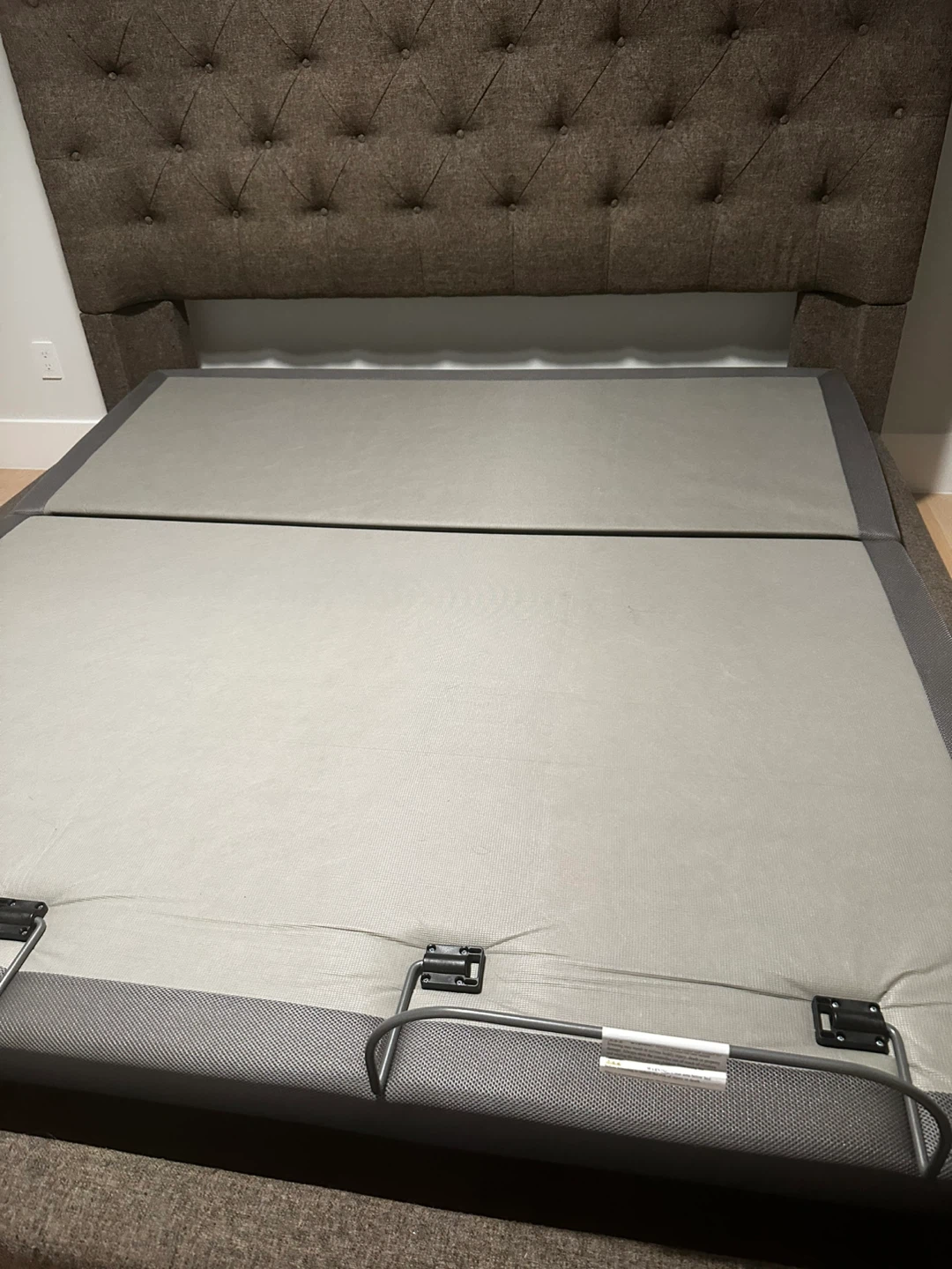 King Brown Upholstered Bed Frame with Adjustable Base - photo 4