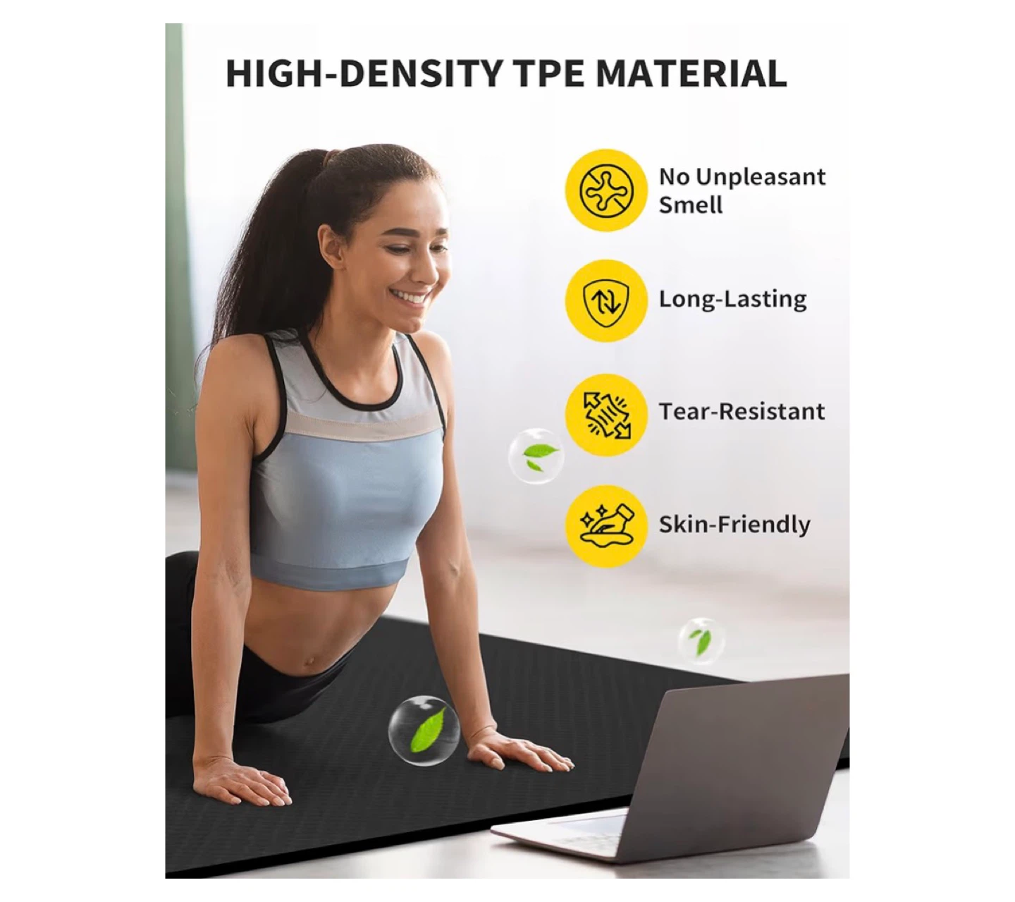 CAMBVO Extra Thick Yoga Mat 72" x 48" - Black - photo 5