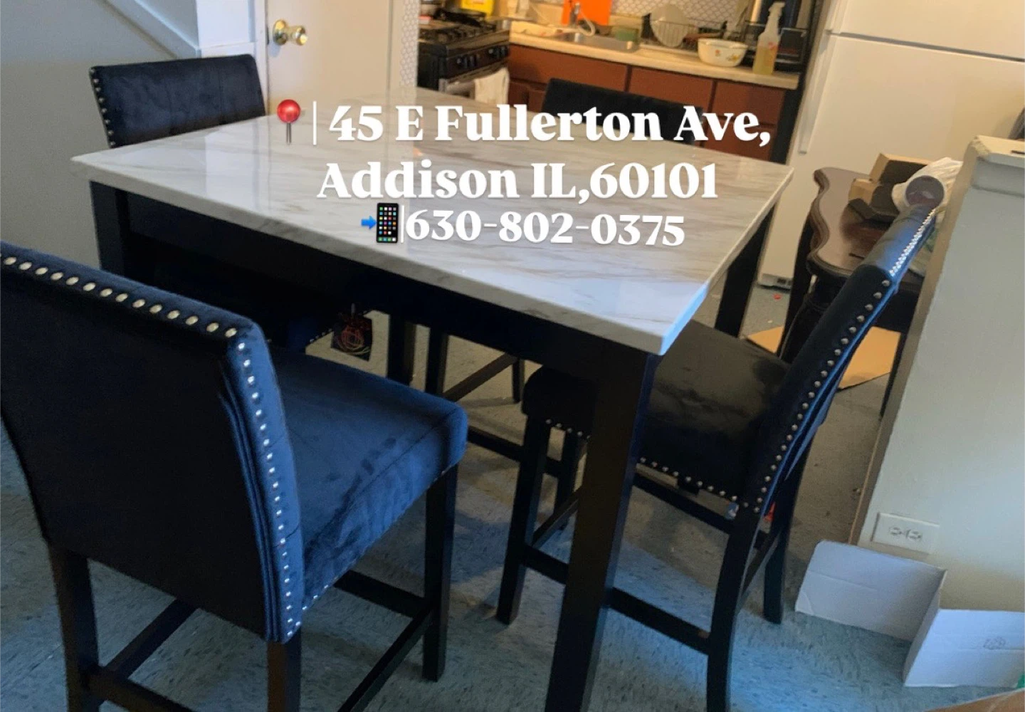 4-Piece Bar Table Set with Marble Top - photo 2