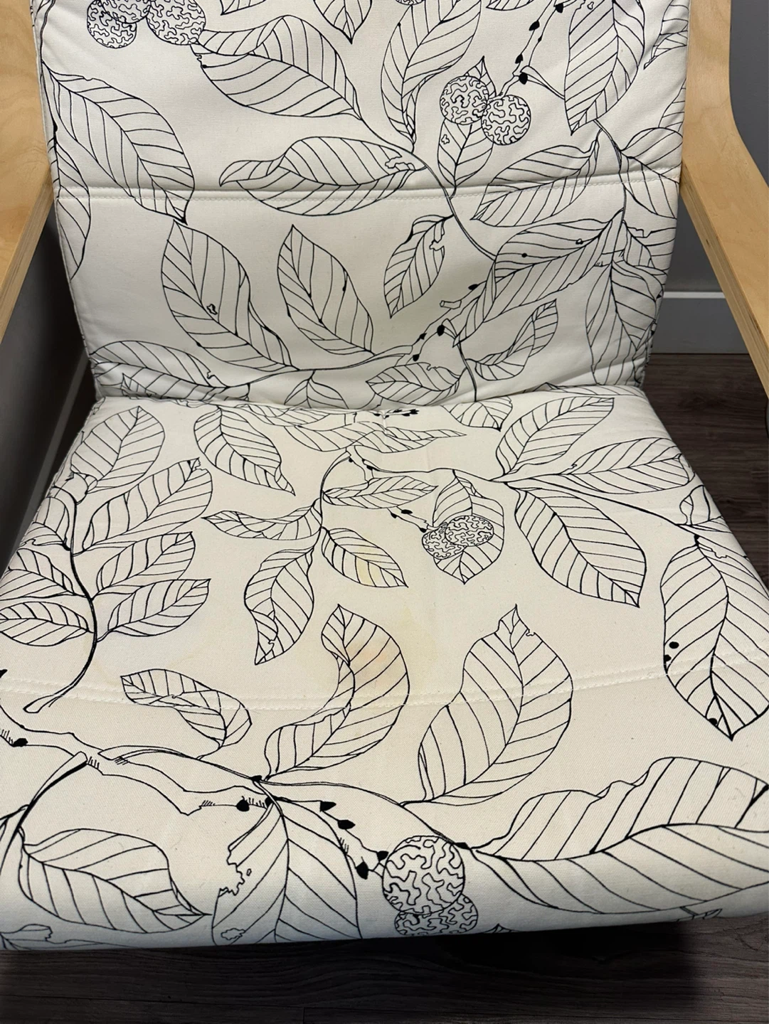 IKEA POÄNG Armchair and Footstool Set with Leaf Print - photo 4