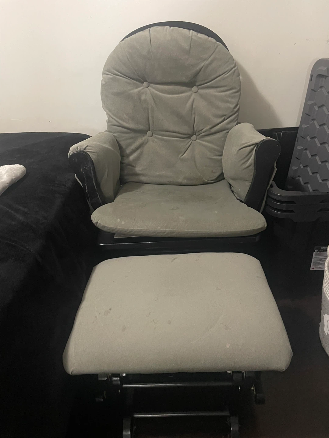 Grey Glider Chair with Ottoman