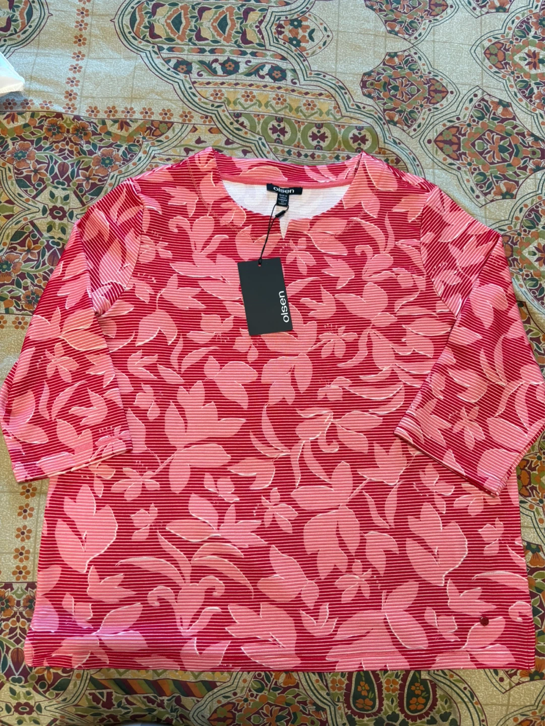 Olsen Women's Floral Print 3/4 Sleeve Top - photo 3