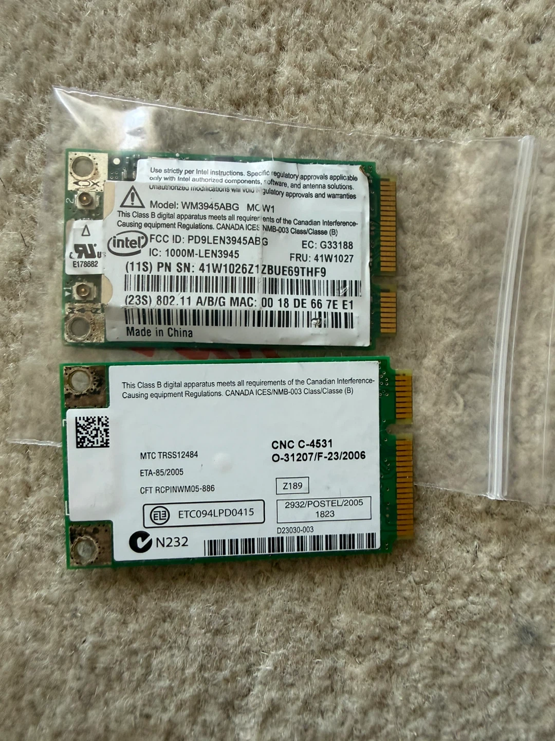 Intel WM3945ABG Wireless WiFi Cards - photo 2