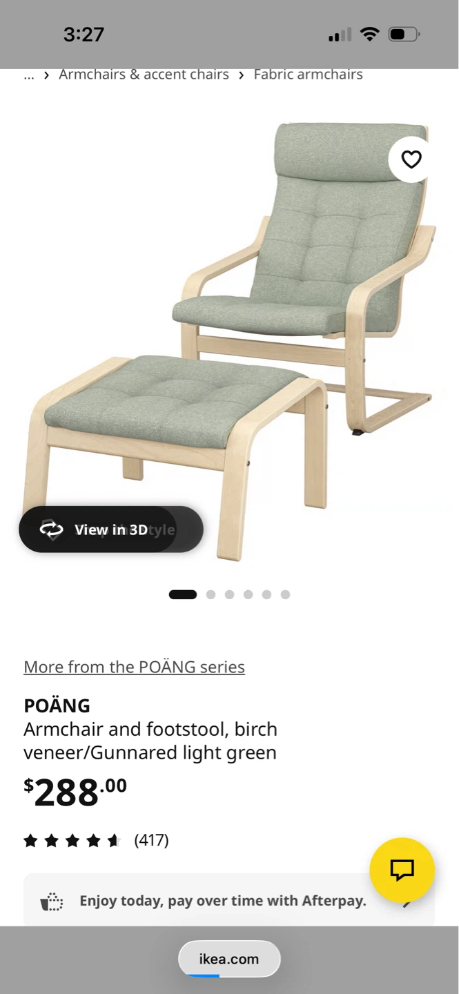 IKEA POÄNG Armchair and Footstool Set with Leaf Print - photo 5