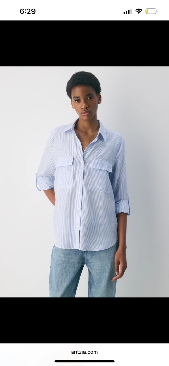 Blue and White Striped Button-Up Shirt