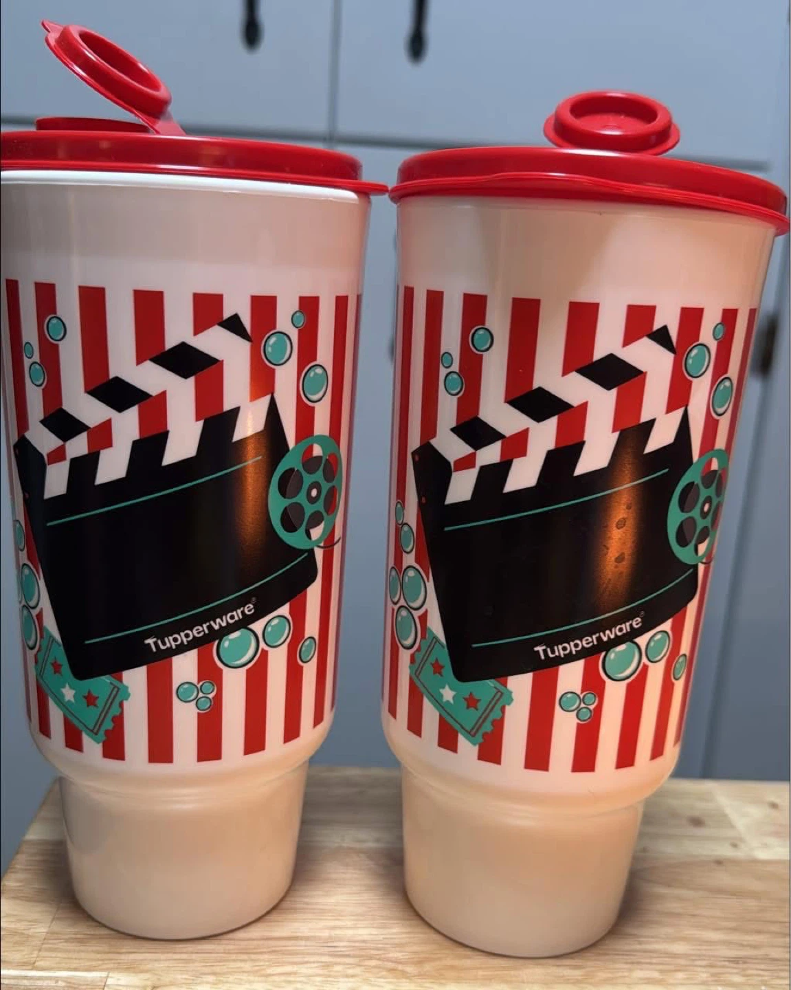 Set of 2 Tupperware Movie Themed Tumblers with Lids
