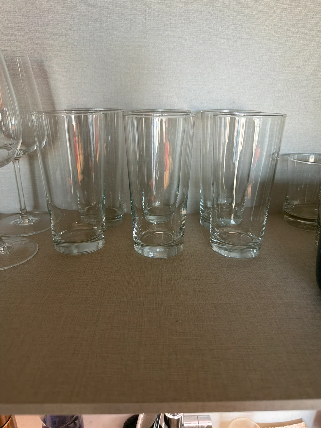 Set of 18 clear glasses with 3 Blue Speckled Ceramic Mugs - photo 2
