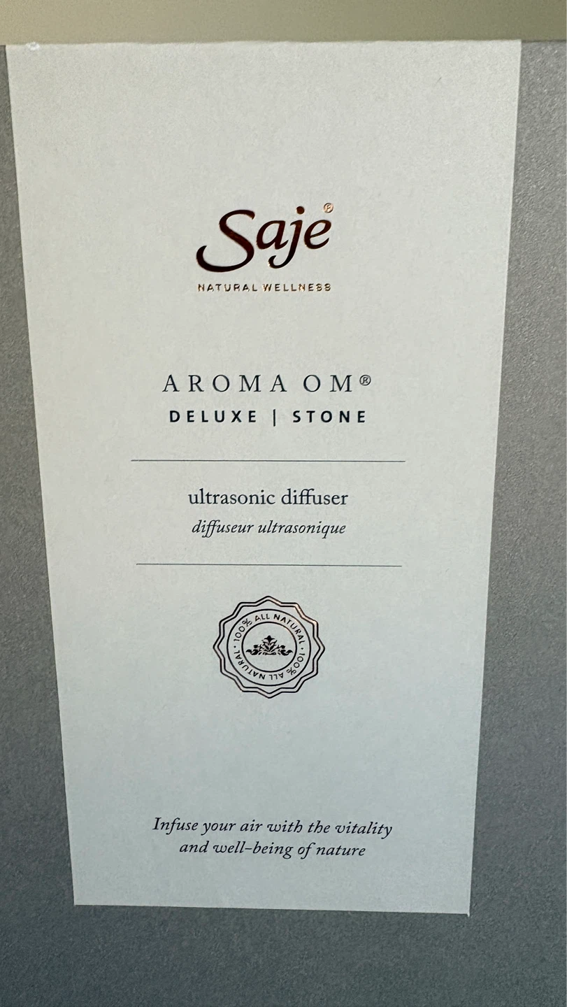 NEW Saje Aroma Om Deluxe Stone Ultrasonic Diffuser