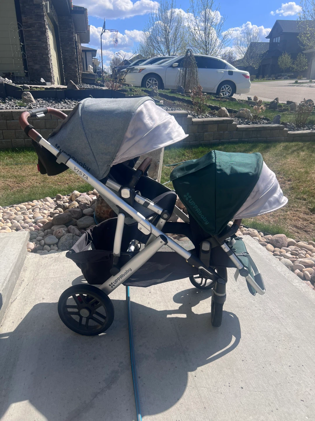 UPPAbaby Vista Double Stroller + Rumble Seat + Bassinet