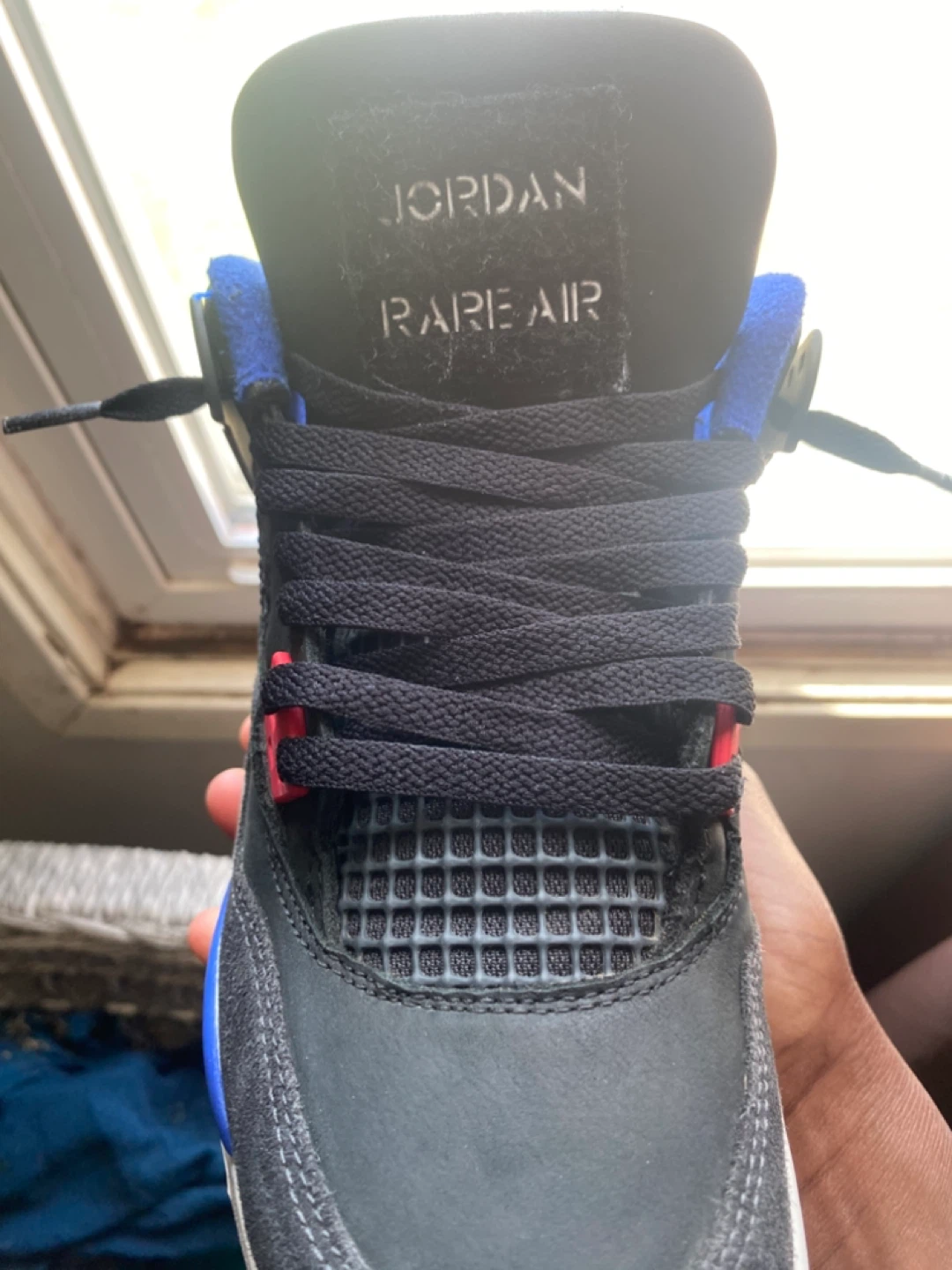 Jordan Rare Air Shoes with Blue Laces and Flight Patches - photo 3